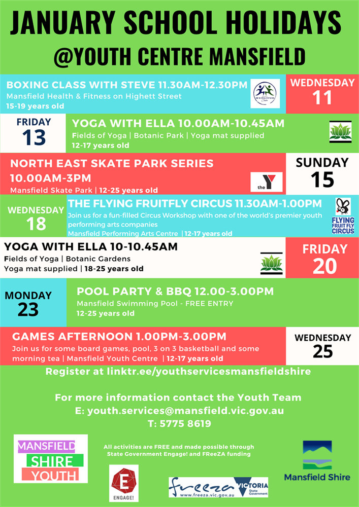 Summer school holidays @ mansfield shire youth.png