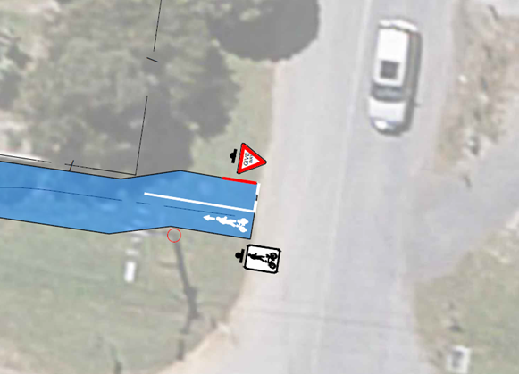 Malcolm Street Footpath - Image of plans (includes proposed street crossings with line markings, signage and U Bar installation).png